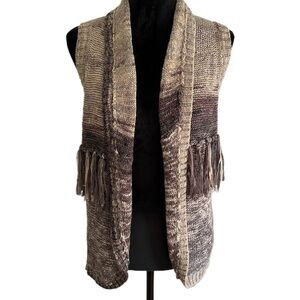 Forever 21 Textured Fringe Knit Vest / Shawl (Sz m)